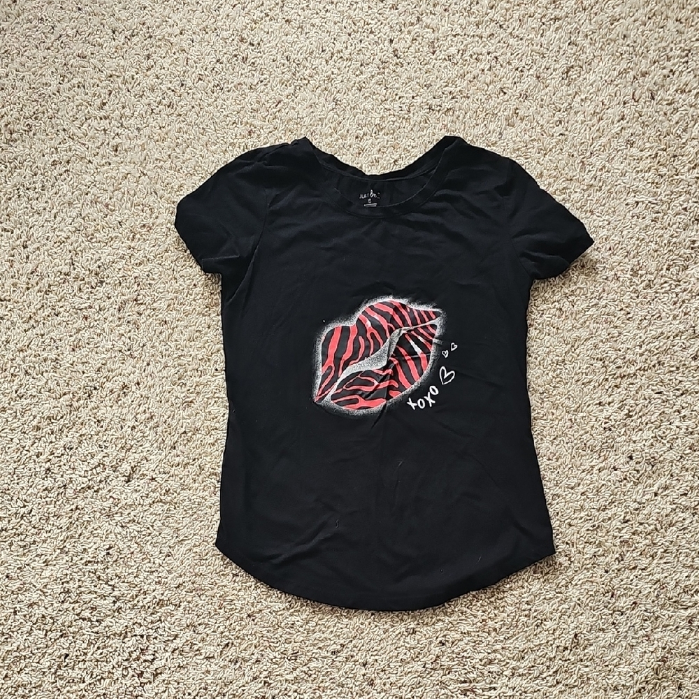 Just Be Black Tee with Red Graphic